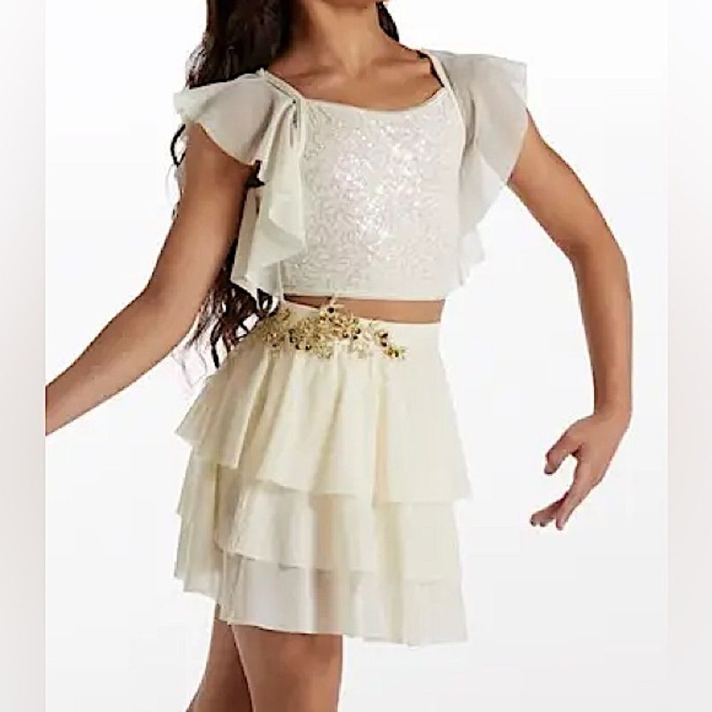 Weissman dance costume 2 piece white ivory lyrical Unicorn 15116 MA adult
